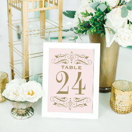 Tarjeta De Mesa Boda Floreada de Oro Antiguo Rosa Vintage