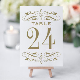 Tarjeta De Mesa Boda floreciente de oro antiguo de época