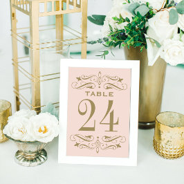 Tarjeta De Mesa Boda Florecimiento Dorado Antiguo Rubor Vintage