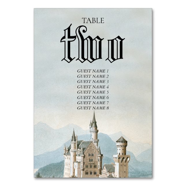 Tarjeta De Mesa Boda Forestal Rústico Castillo de cuento de hadas (Anverso)