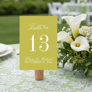 Tarjeta De Mesa Boda Formal Moderna con Letra Chartreuse
