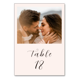 Tarjeta De Mesa Boda Foto Neutral Terrosa Moderna