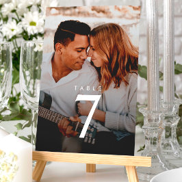 Tarjeta De Mesa Boda Fotográfica Minimalista Moderna