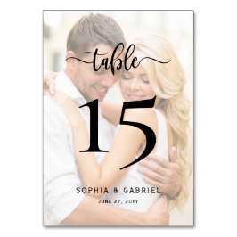 Tarjeta De Mesa Boda fotográfico con guión caligráfico de doble ca