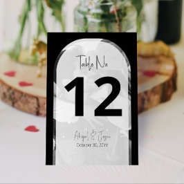 Tarjeta De Mesa boda fotográfico de arcos blancos y negros de 💍 M