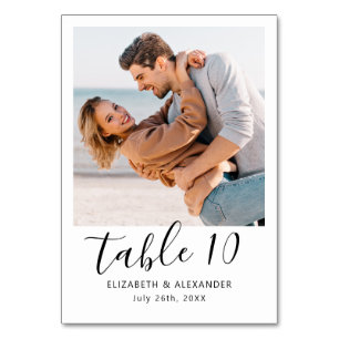 Tarjeta De Mesa Boda fotográfico de caligrafía moderna