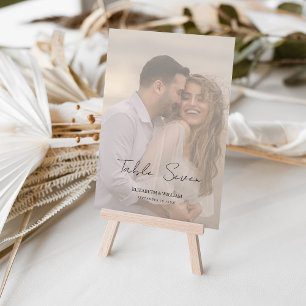 Tarjeta De Mesa Boda fotográfico de escritura de caligrafía capric