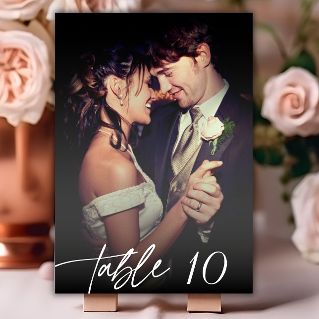 Tarjeta De Mesa Boda fotográfico de guiones de caligrafía moderna (Subido por el creador)