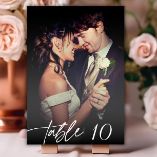 Tarjeta De Mesa Boda fotográfico de guiones de caligrafía moderna