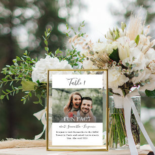 Tarjeta De Mesa Boda fotográfico de hitos de escritura negra y bla