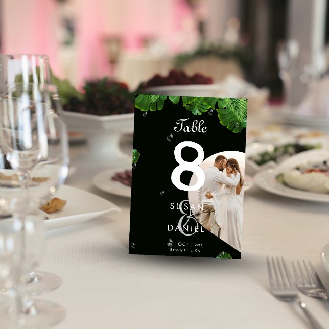 Tarjeta De Mesa Boda fotográfico de hojas de palmeras silvestres y (Subido por el creador)