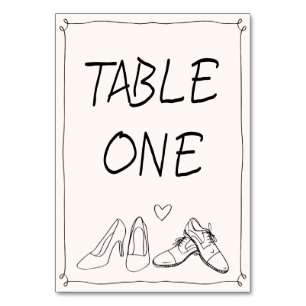Tarjeta De Mesa Boda fotográfico de las zapatillas de Doodle dibuj