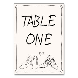 Tarjeta De Mesa Boda fotográfico de las zapatillas de Doodle dibuj