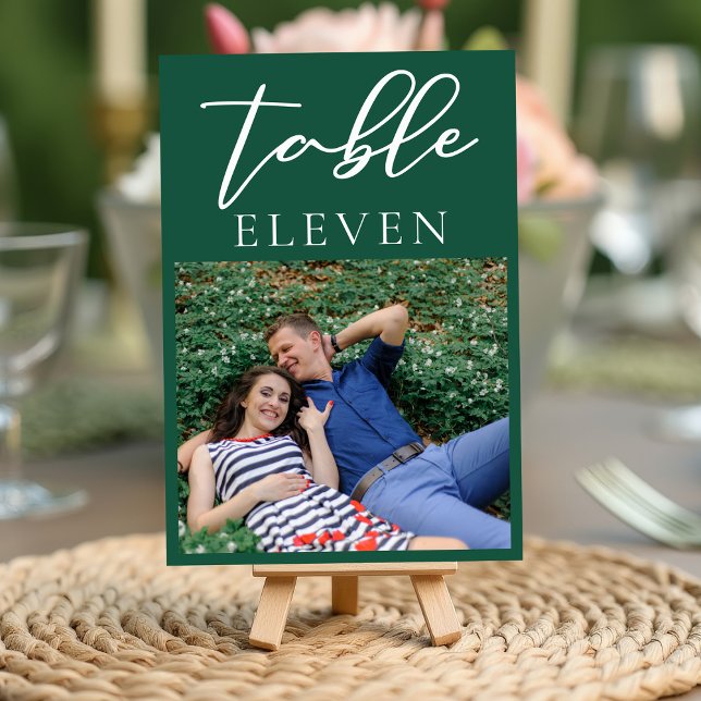Tarjeta De Mesa Boda fotográfico de Pareja Verde Esmeralda (Subido por el creador)