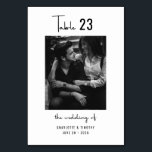 Tarjeta De Mesa Boda fotográfico mínimo de escritura blanca negra<br><div class="desc">Tarjeta mínima de número de tabla de Boda de guiones blancos negros,  personalizar este producto con cualquier número de tabla que necesite y su imagen de elección más nombres y fecha de boda. Este elemento forma parte de una colección con más elementos coincidentes.</div>