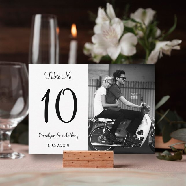 Tarjeta De Mesa Boda fotográfico moderno en blanco y negro (Subido por el creador)