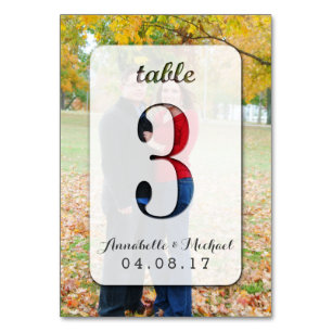 Tarjeta De Mesa Boda fotográfico personalizado Número de tabla 3