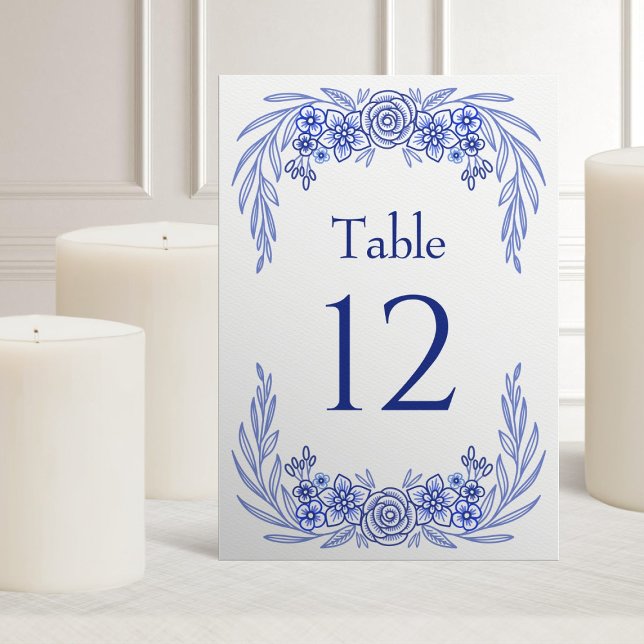 Tarjeta De Mesa Boda francés Floral Blue (Subido por el creador)