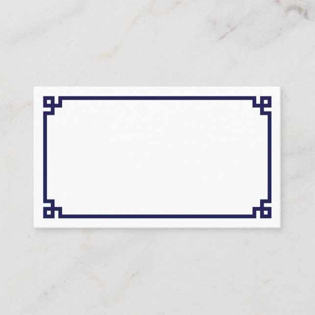 Tarjeta De Mesa Boda fronterizo de clave griega azul de la marina (Anverso)
