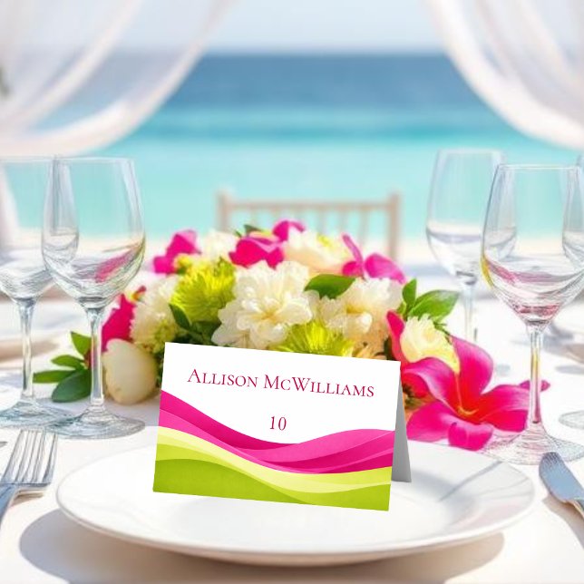 Tarjeta De Mesa Boda Fuchsia y Verde Lima (Fuchsia and Lime Green Wedding Table Number)