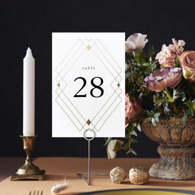 Tarjeta De Mesa Boda Gatsby de Decoro Geométrico Blanco Diamante O (Subido por el creador)