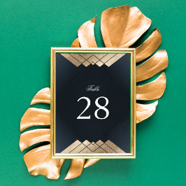 Tarjeta De Mesa Boda Gatsby de oro azul de la Marina Geométrica