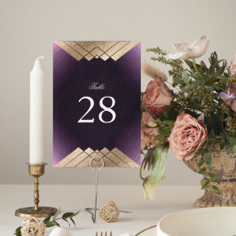 Tarjeta De Mesa Boda Gatsby Geométrico Purple Gold