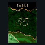 Tarjeta De Mesa Boda Geode de Green Gold Agate<br><div class="desc">Moda verde esmeralda y purpurina de oro agar los números de tabla boda fácil de personalizar.</div>