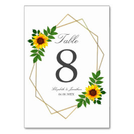 Tarjeta De Mesa Boda geométrico de girasol