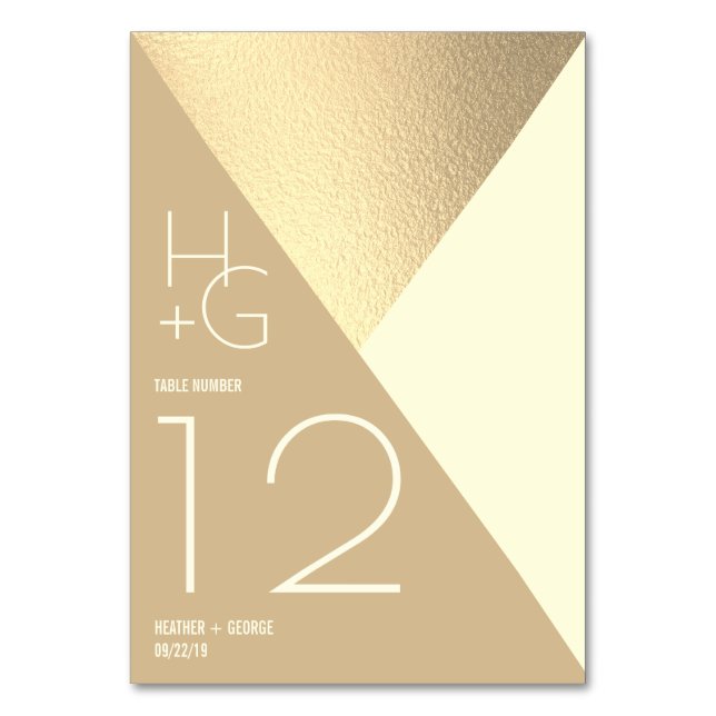 Tarjeta De Mesa Boda geométrico Minimalista moderno (Anverso)