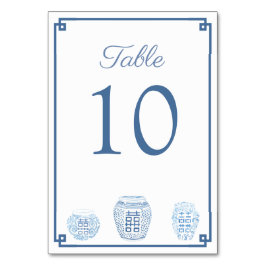 Tarjeta De Mesa Boda Ginger Jar de color azul azul clásico