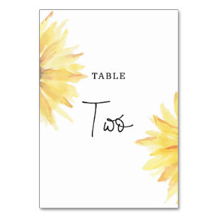 Tarjeta De Mesa Boda girasol Número de dos tablas