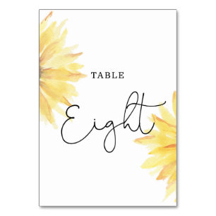 Tarjeta De Mesa Boda girasol Número de tabla ocho