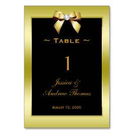 Tarjeta De Mesa Boda Glamurosa Arco Dorado y Negro