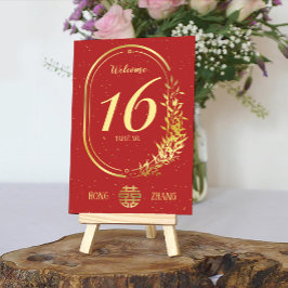 Tarjeta De Mesa Boda Gold Double Happiness