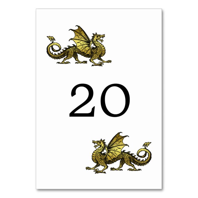 Tarjeta de mesa Boda Gold Dragon (Anverso)