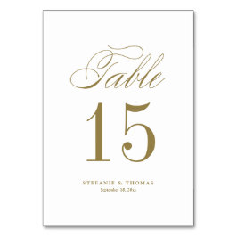 Tarjeta De Mesa Boda Gold Elegant Classic Script