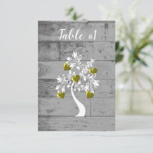 Tarjeta de mesa Boda Gold Tree of Hearts