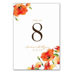 Tarjeta De Mesa Boda Golden Poppy de verano