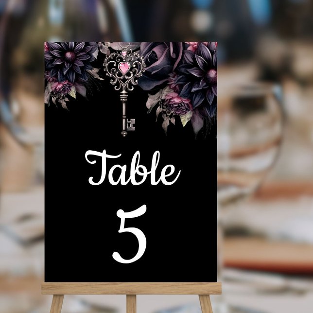Tarjeta De Mesa Boda gótico Black Dark Floral (Subido por el creador)