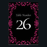 Tarjeta De Mesa Boda gótico de Swirl Hot Pink and Black Swirl<br><div class="desc">Nuestro hermoso diseño giratorio le da un elemento moderno a esta colección de bodas góticos rosados y negros. Perfecto para un boda de temática oscura o para una estancia Rockabilly.</div>