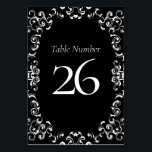 Tarjeta De Mesa Boda gótico de Swirl negro y blanco<br><div class="desc">Nuestro hermoso diseño giratorio le da un elemento moderno a esta colección de bodas góticos morados y negros. Perfecto para un boda de temática oscura o para una aventura de Halloween.</div>