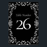 Tarjeta De Mesa Boda gótico de Swirl negro y blanco<br><div class="desc">Nuestro hermoso diseño giratorio le da un elemento moderno a esta colección de bodas góticos morados y negros. Perfecto para un boda de temática oscura o para una aventura de Halloween.</div>