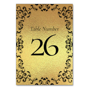 Tarjeta De Mesa Boda gótico dorado elegante Swirl