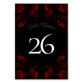 Tarjeta De Mesa Boda gótico elegante floral rojo profundo