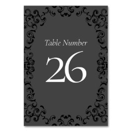 Tarjeta De Mesa Boda gótico Gris y negro Swirl