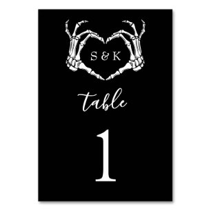 Tarjeta De Mesa Boda Gótico Romántico Skeleton Hand Halloween