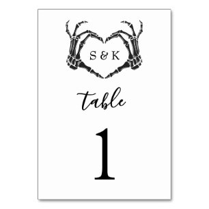 Tarjeta De Mesa Boda Gótico Romántico Skeleton Hand Halloween