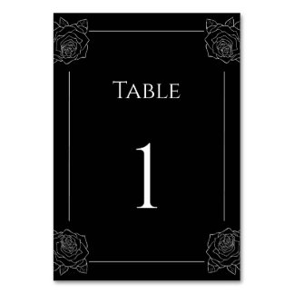 Tarjeta De Mesa Boda Gótico Rosa Blanca Y Negro