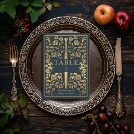 Tarjeta De Mesa Boda Gray Royal Medieval Sword